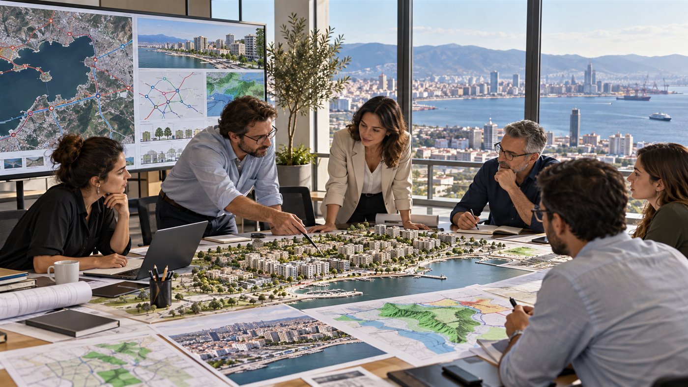 İzmir’in dönüşüm ve altyapı önceliklerini harita üzerinde değerlendiren temsili teknik çalışma grubu
